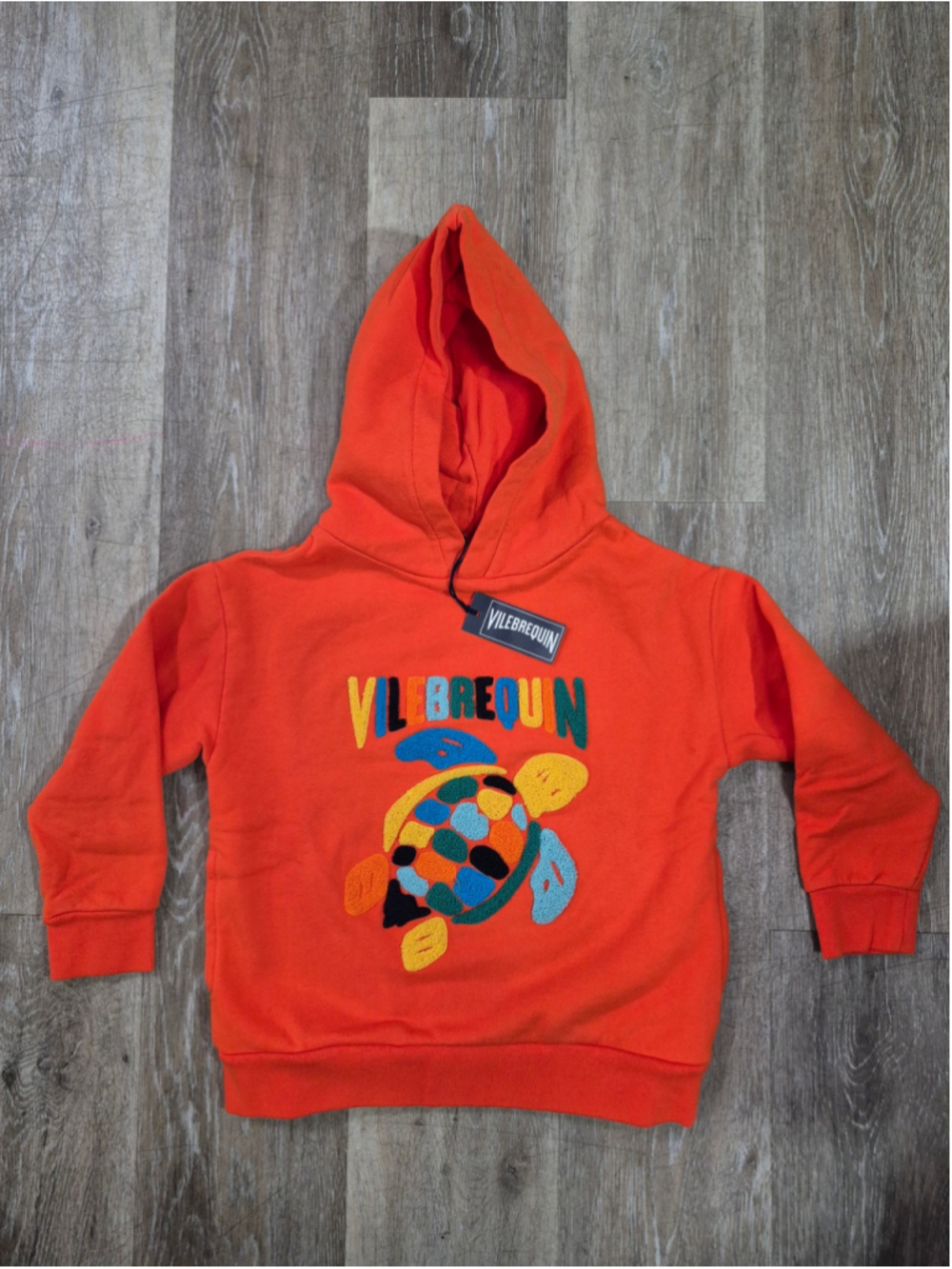 Boys Vilebrequin Hoodie Sweatshirt Size 4 Orange Turtle Graphic